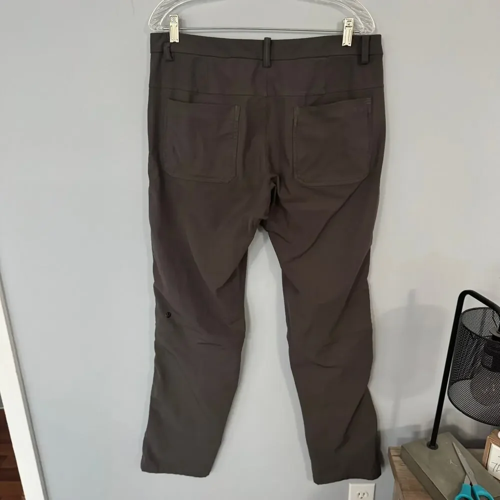 Lululemon Men's Dark Taupe Gray Brown 5 Pocket Pants Size 36 Button Fly Ripstop - Picture 2 of 7